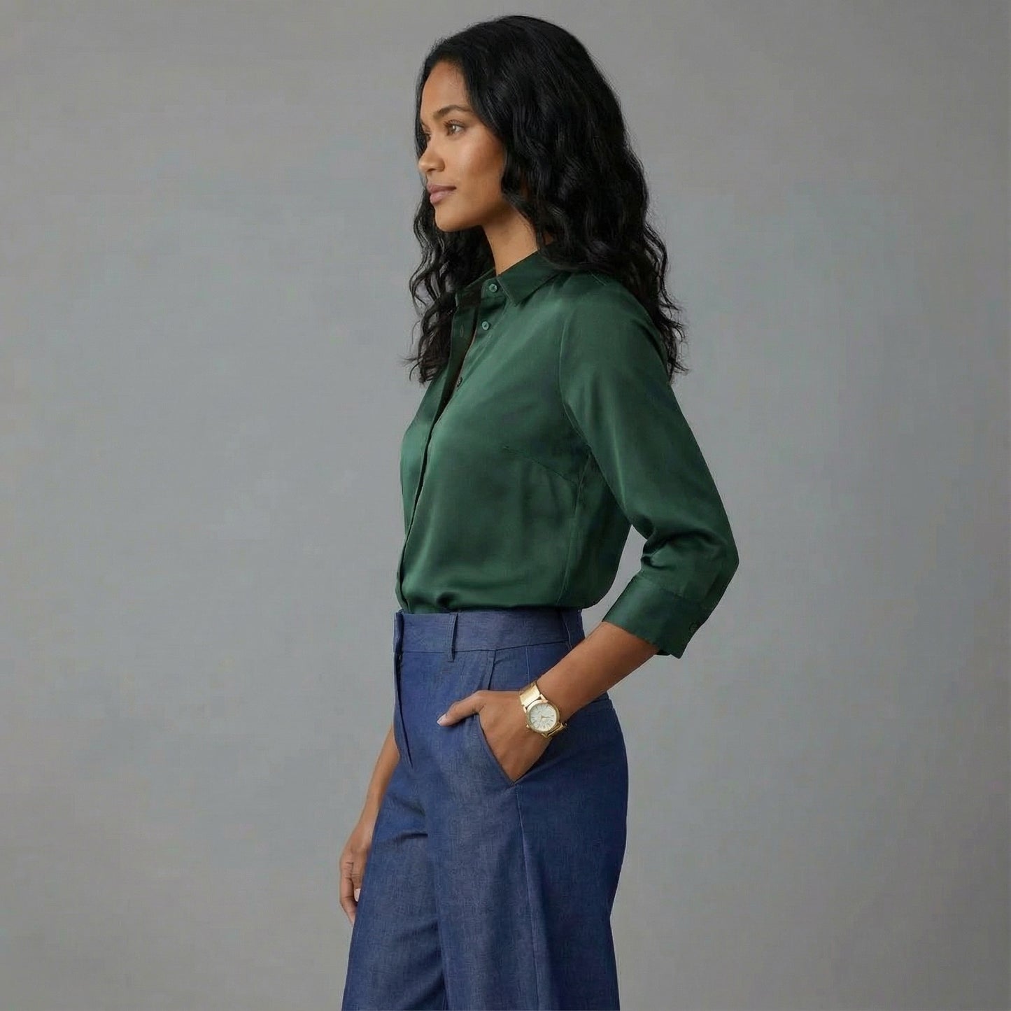 Selene Satin Button Blouse