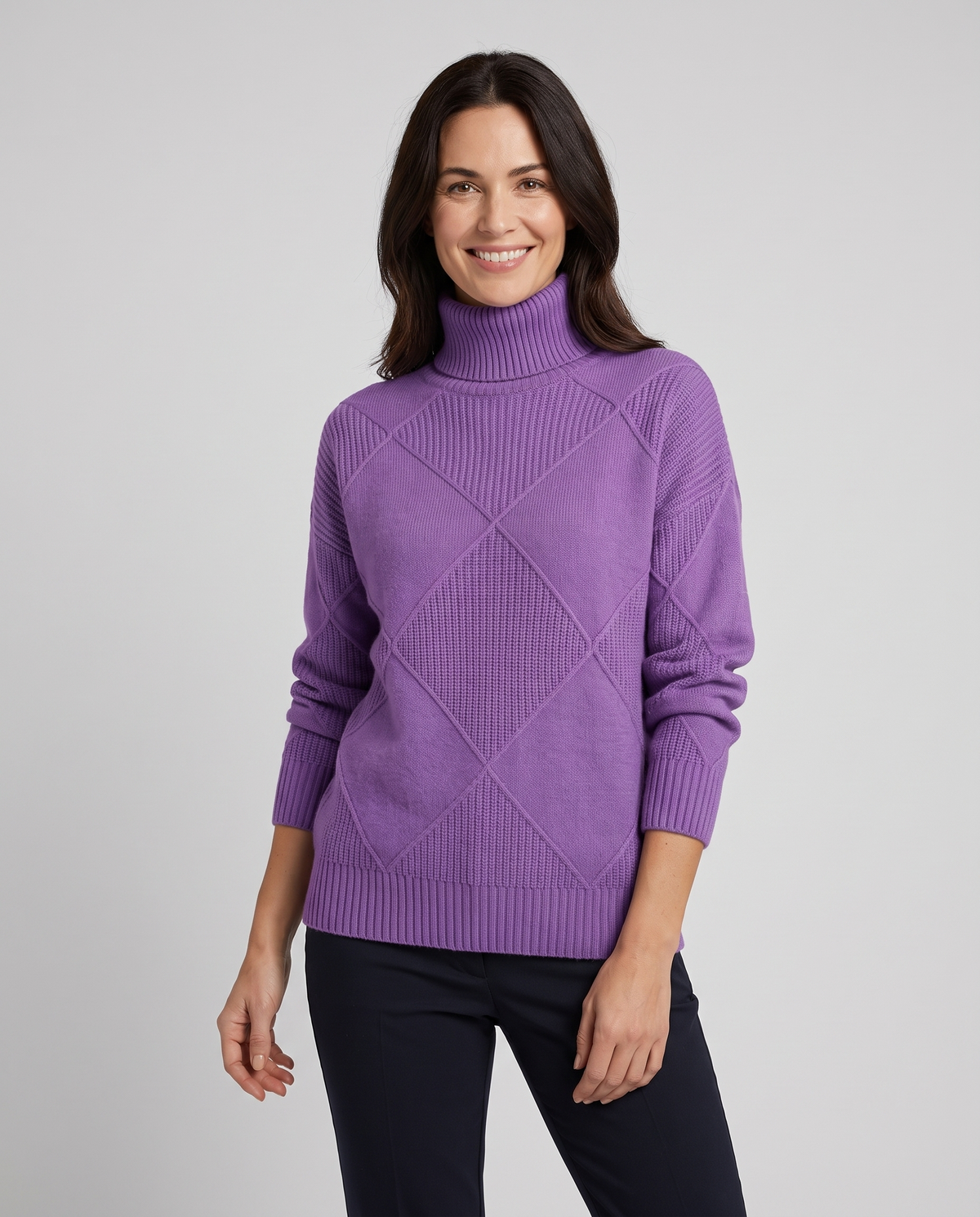Angela - Roll Neck Jumper in Violet