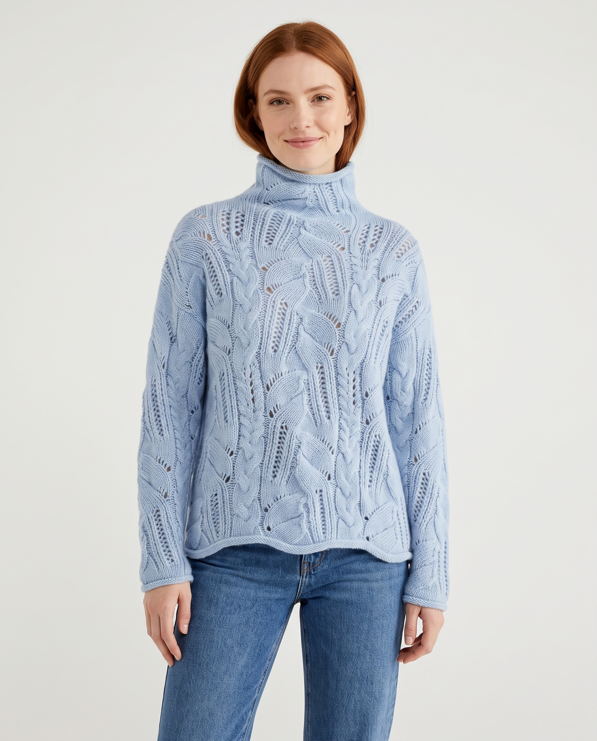 Aurora Cashmere Sweater in Wavy Blue