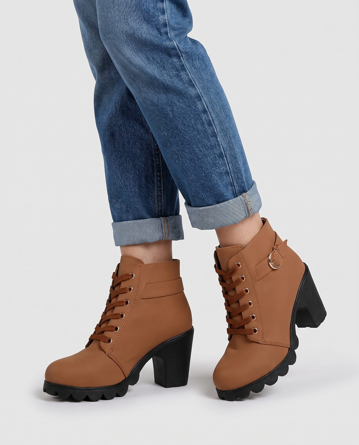 Bryony Women's Leather Heeled Ankle Boots - Brown