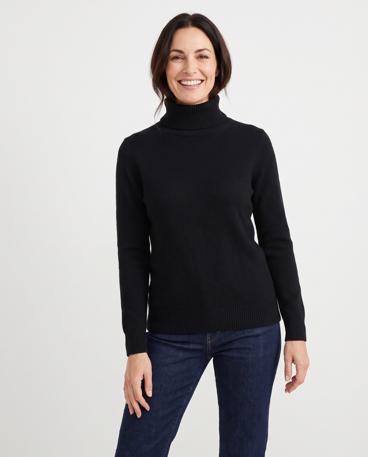 Elena Cashmere Turtleneck in Black