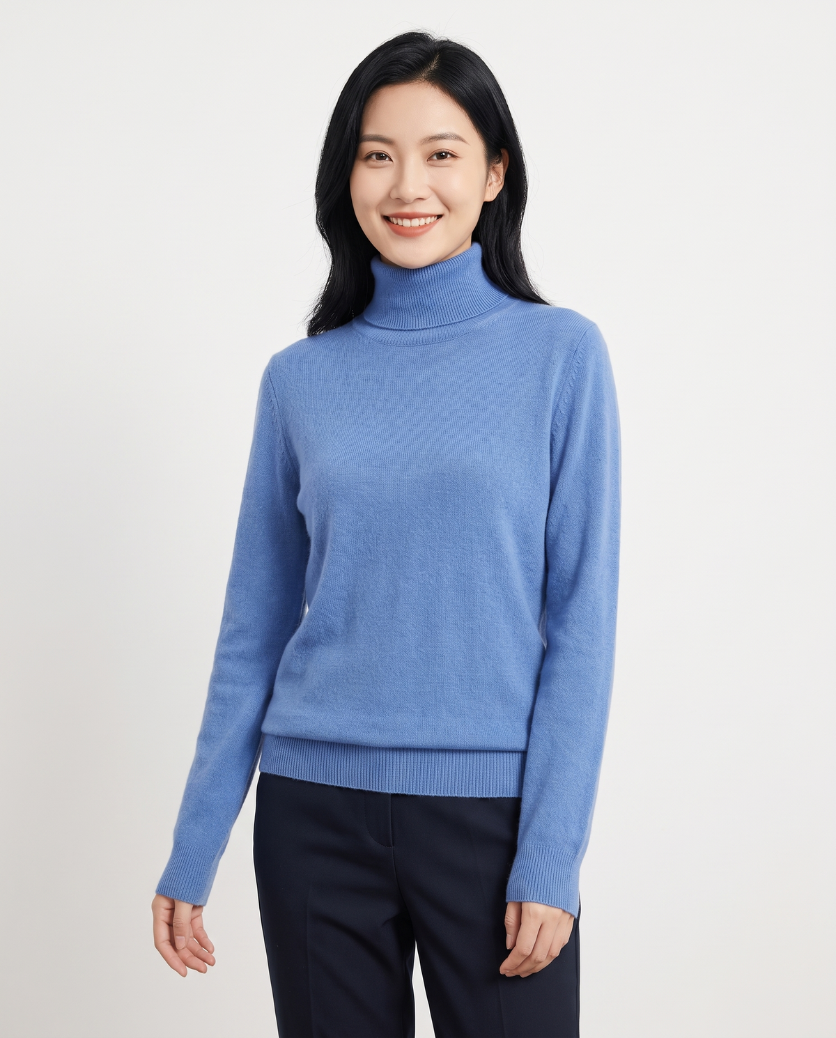 Elena Cashmere Turtleneck in Blue