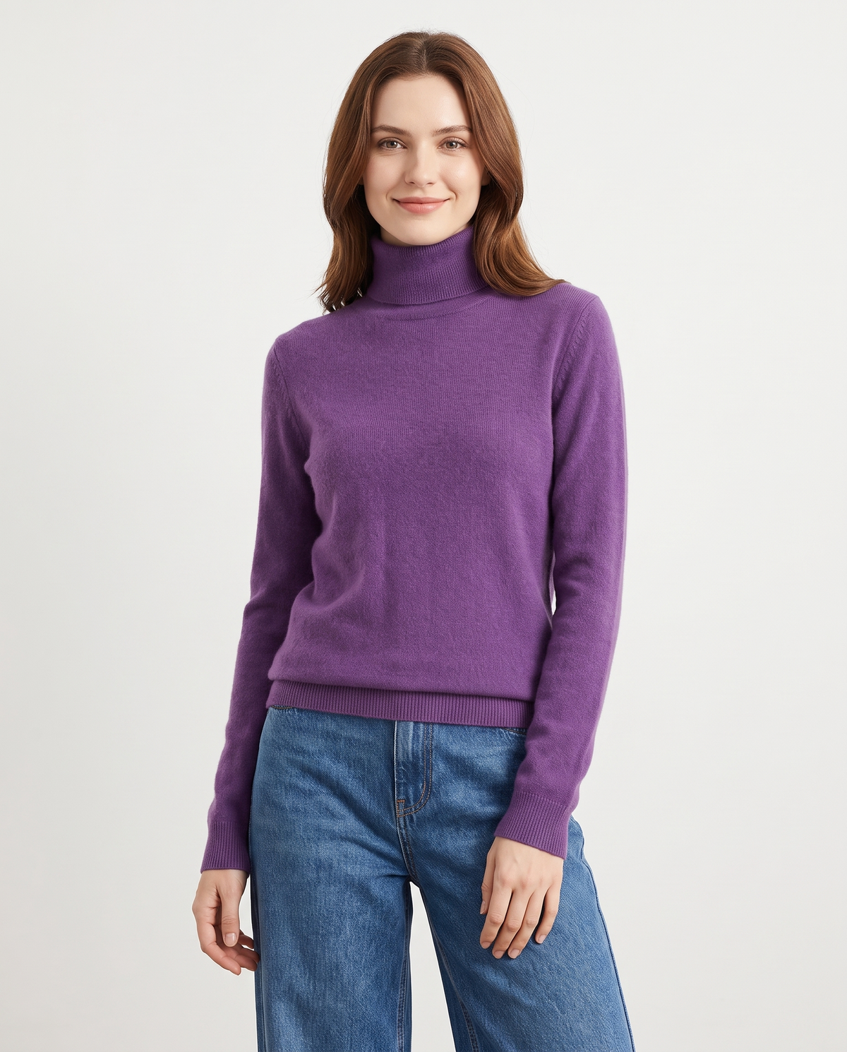 Elena Cashmere Turtleneck in Purple