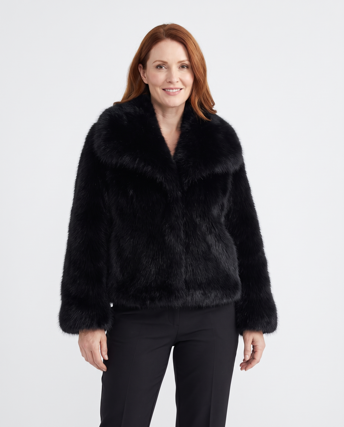 Enid Women's Winter Plush Faux Fur Jacket in Black