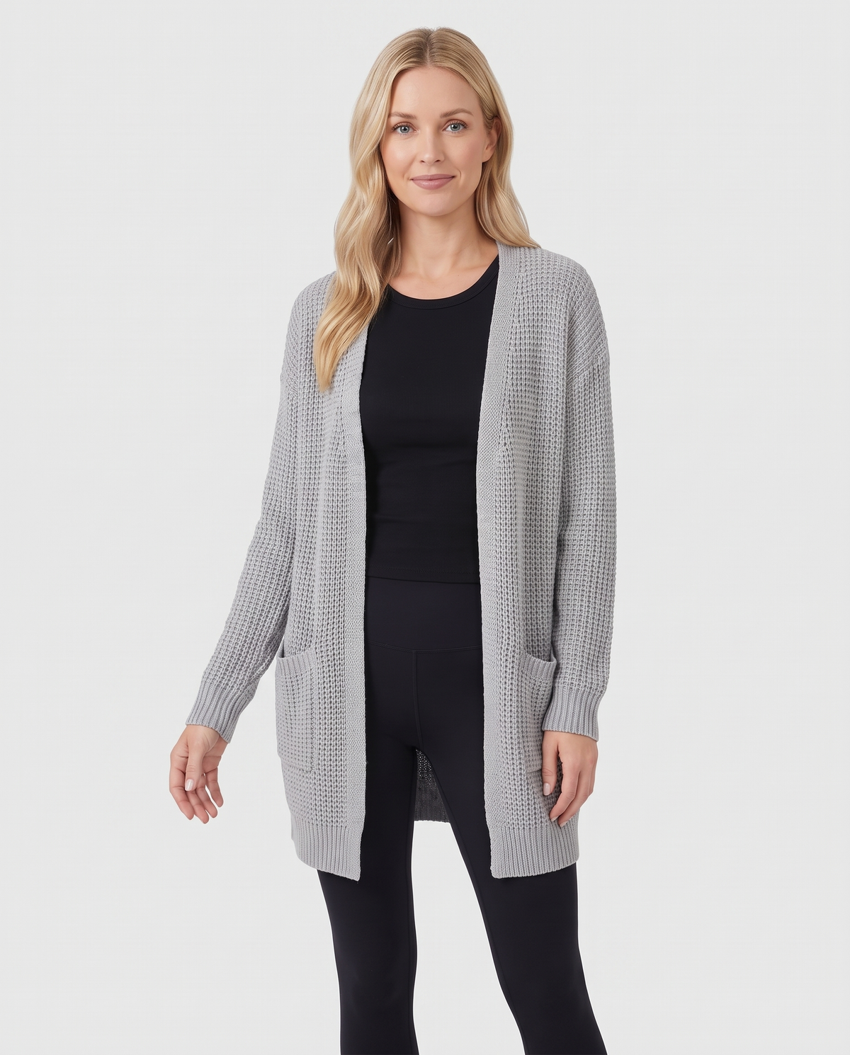 Esme Women's Long Chunky Knit Cardigan in Grey