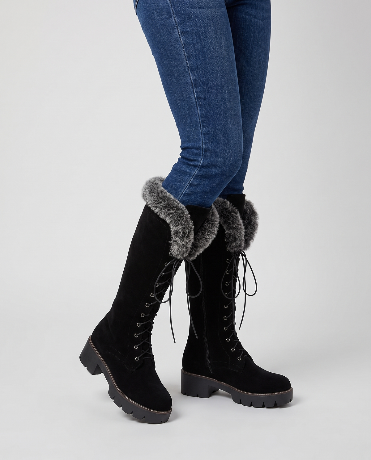 Fern Women's Suede Knee High Boots - Black