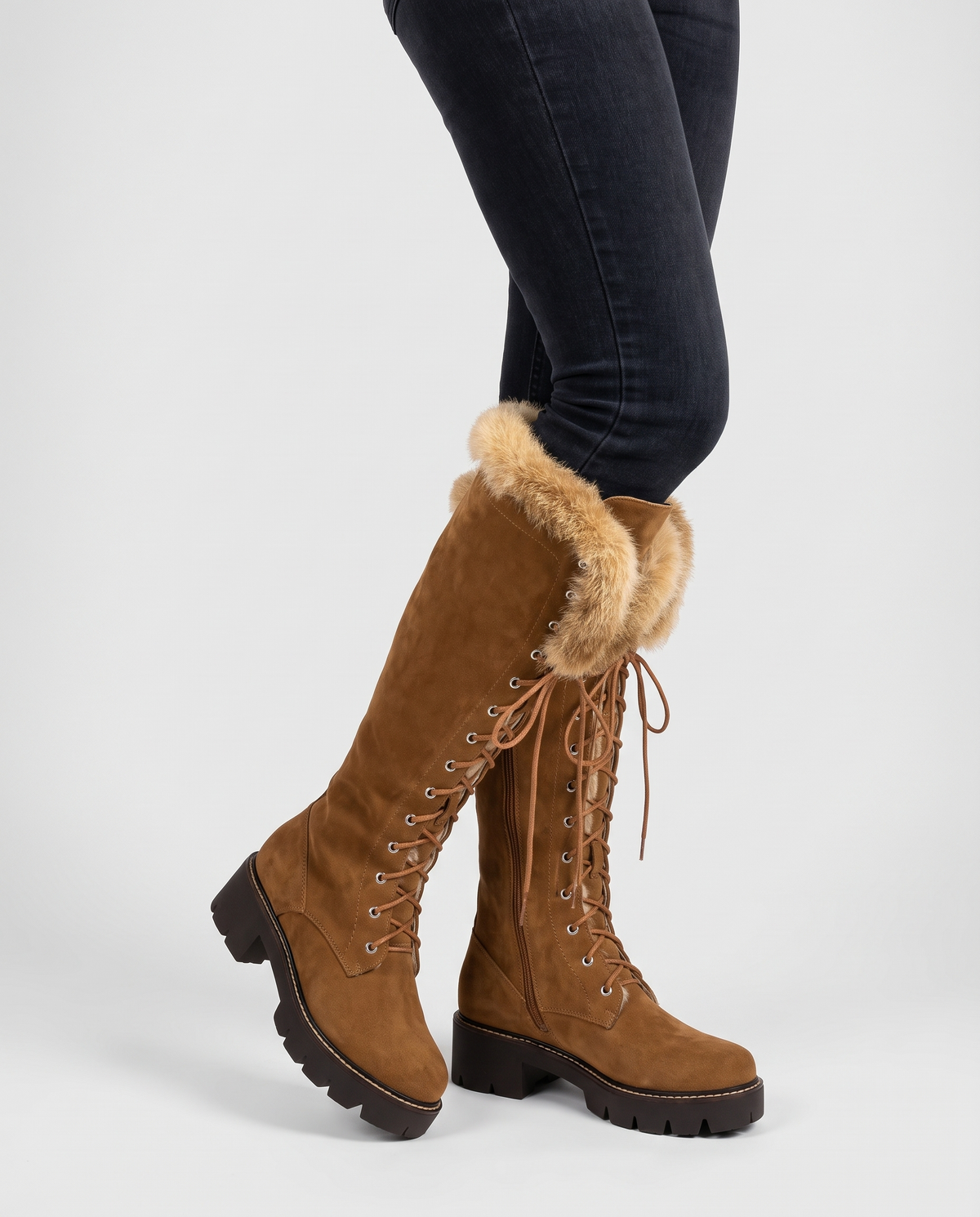 Fern Women's Suede Knee High Boots - Camel