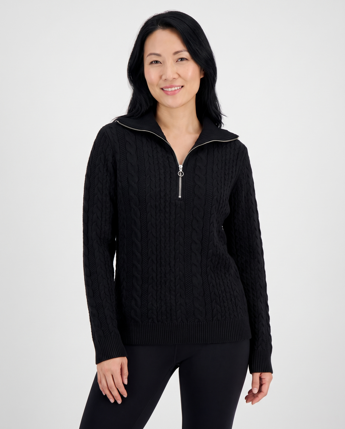 Georgia Women's Cable Knit Jumper in Black