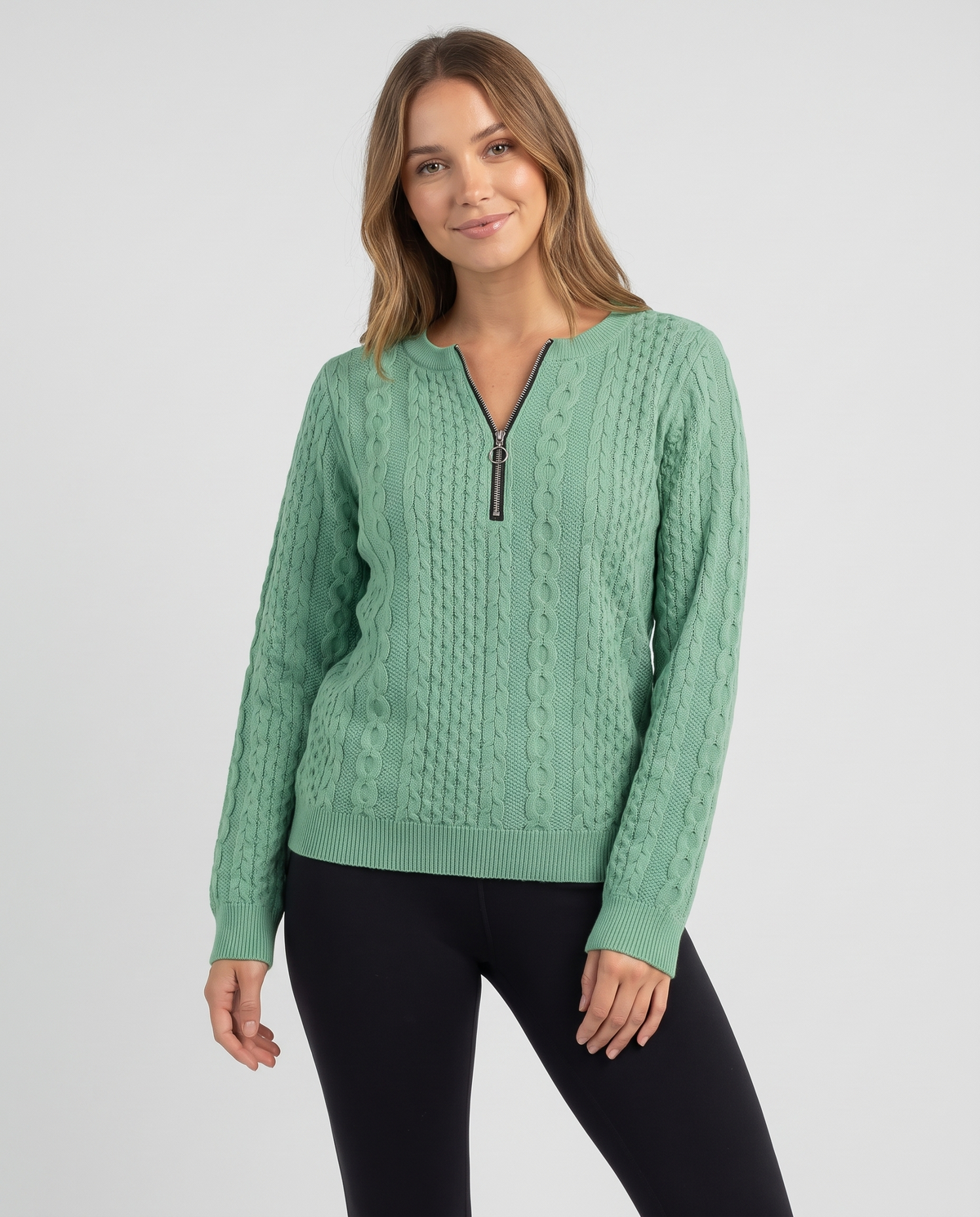 Georgia Women's Cable Knit Jumper in Green