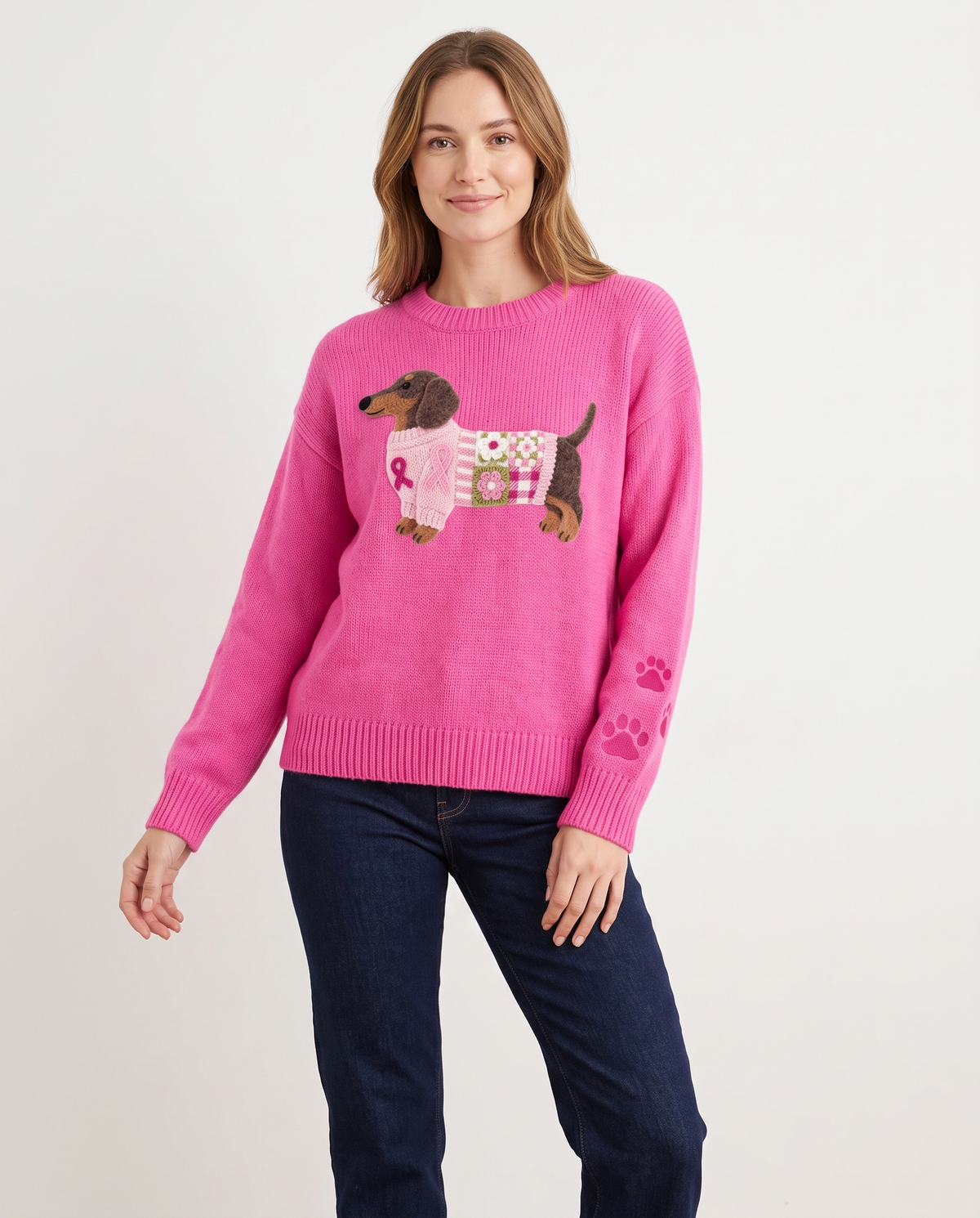 Hattie Women's Knitted Jumper in Hot Pink