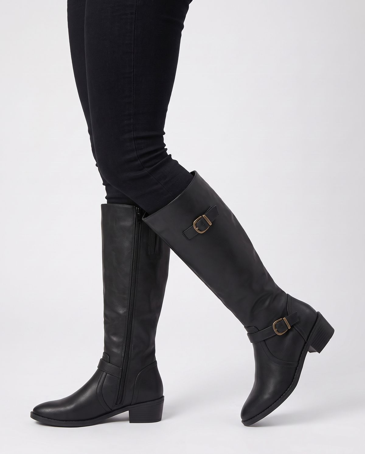 Imogen Women's Leather Knee High Boots - Black