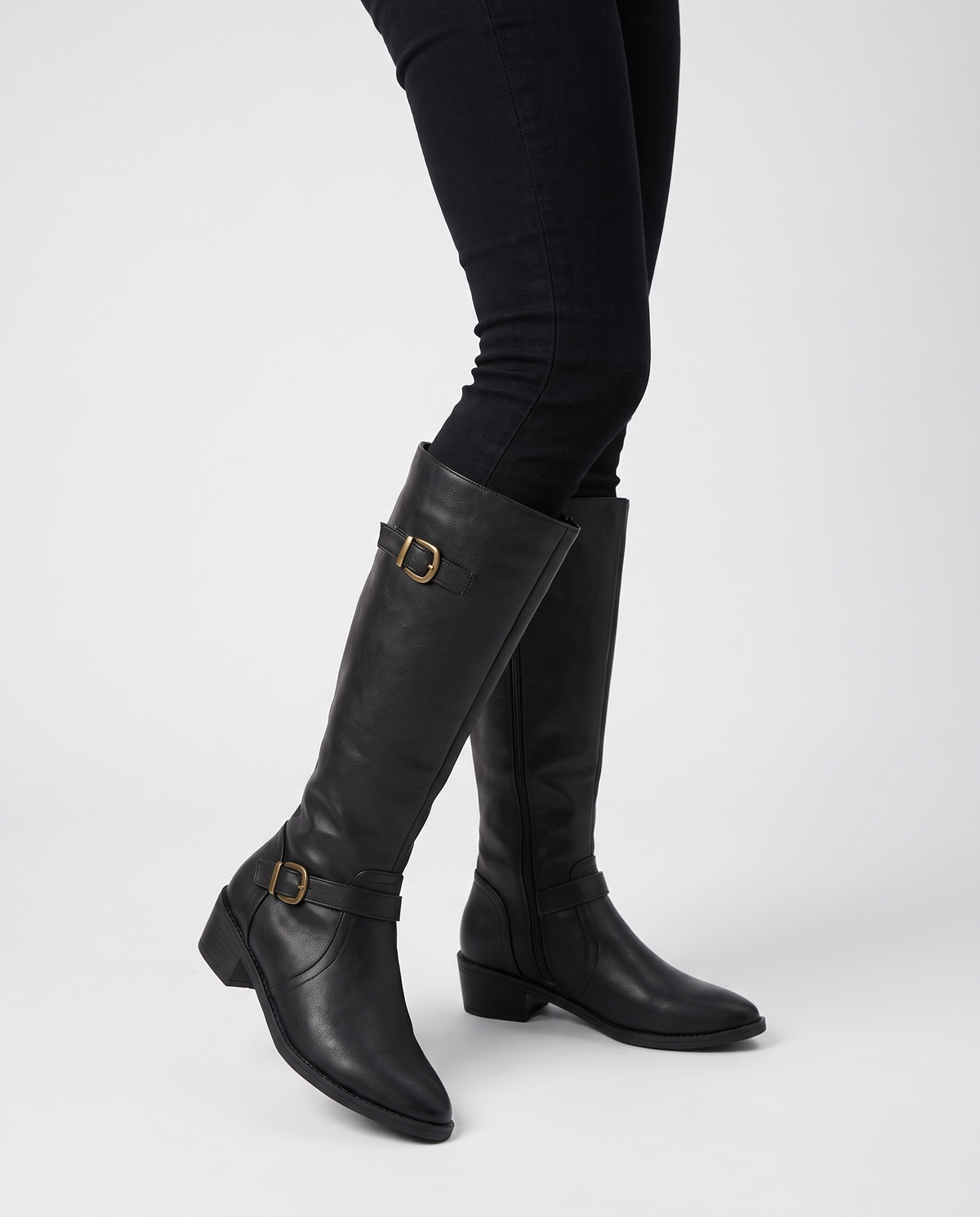 Imogen Women's Leather Knee High Boots - Black