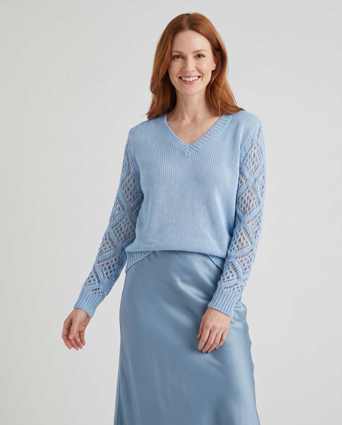 Lydia Women's Knitted Jumper in Light Blue