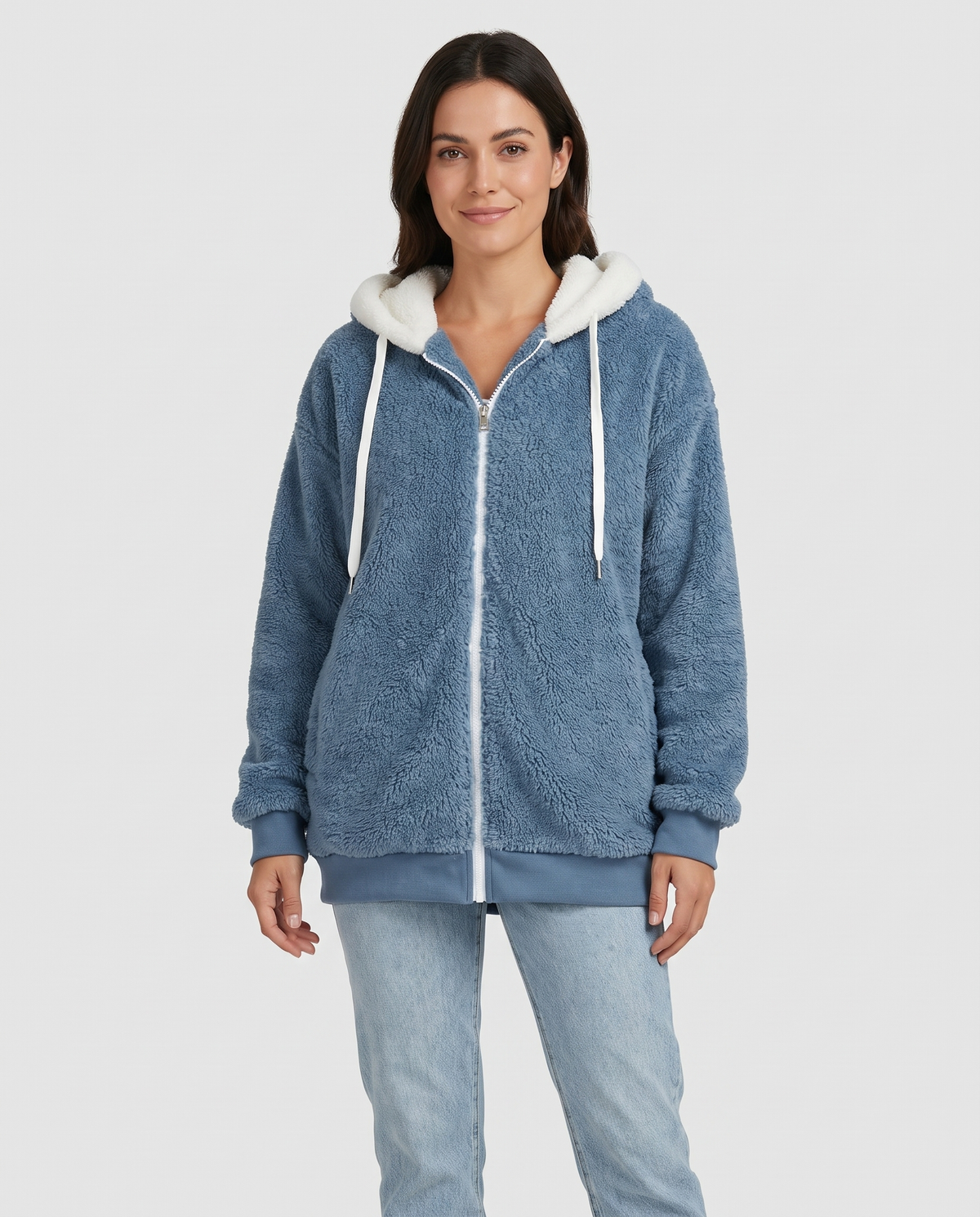 Mabel Women's Sherpa Fleece Jacket - Blue