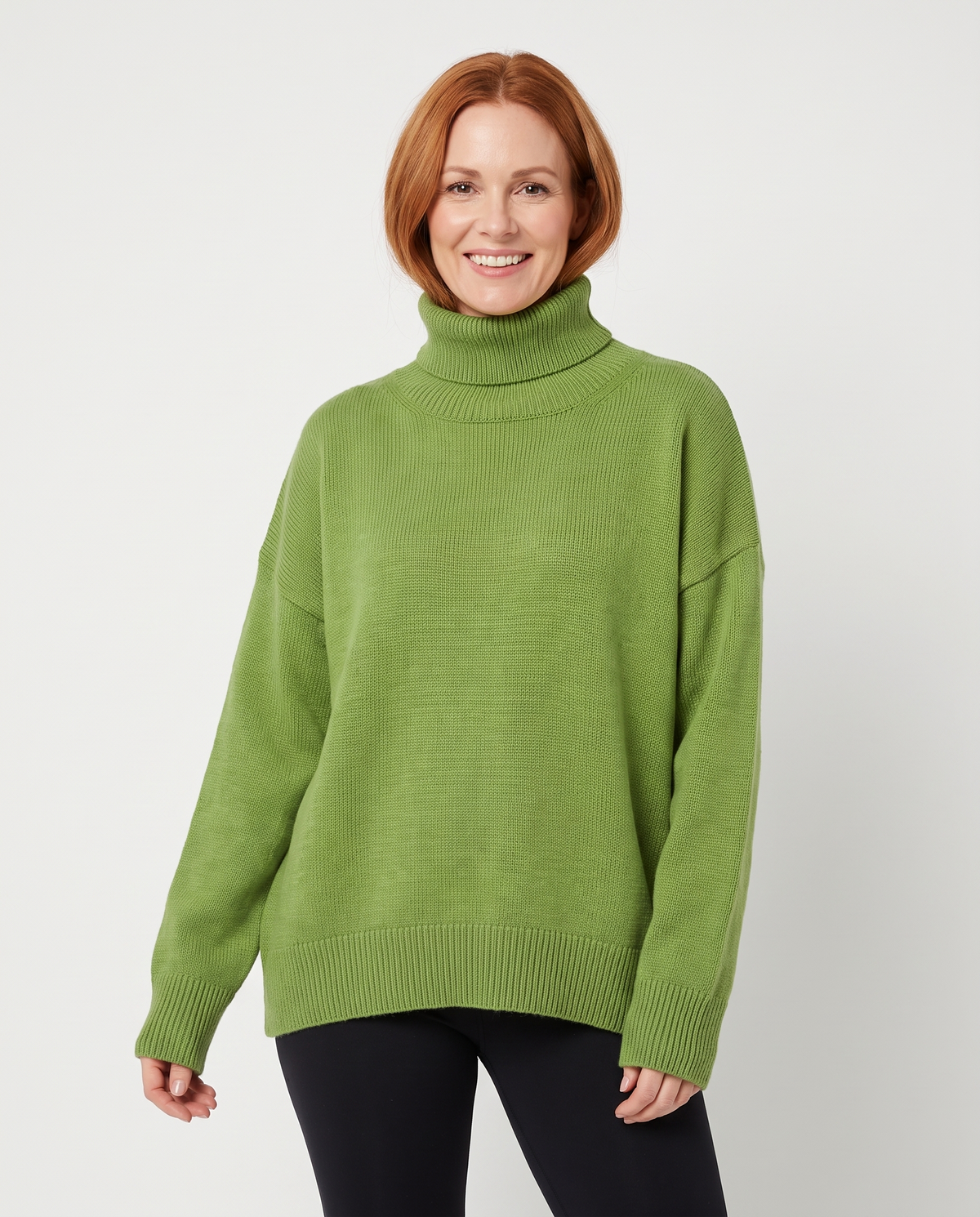 Marcia Women's Oversized Roll Neck Jumper in Green