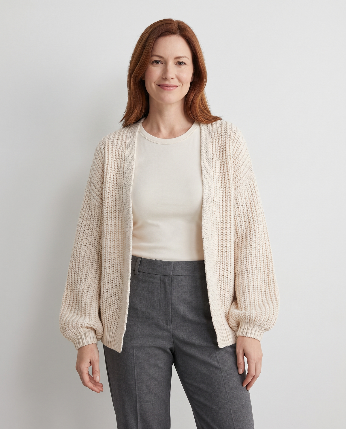 Martha Women's Chunky Knit Cardigan in Cream