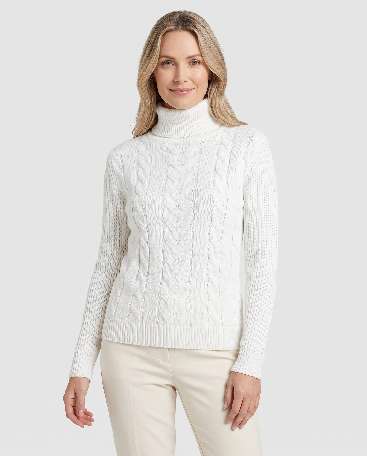 Matilda Women's Cable Knit Jumper in White