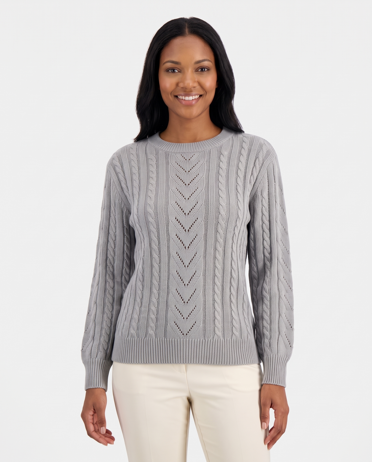 Penny Women's Cable Knit Jumper in Grey