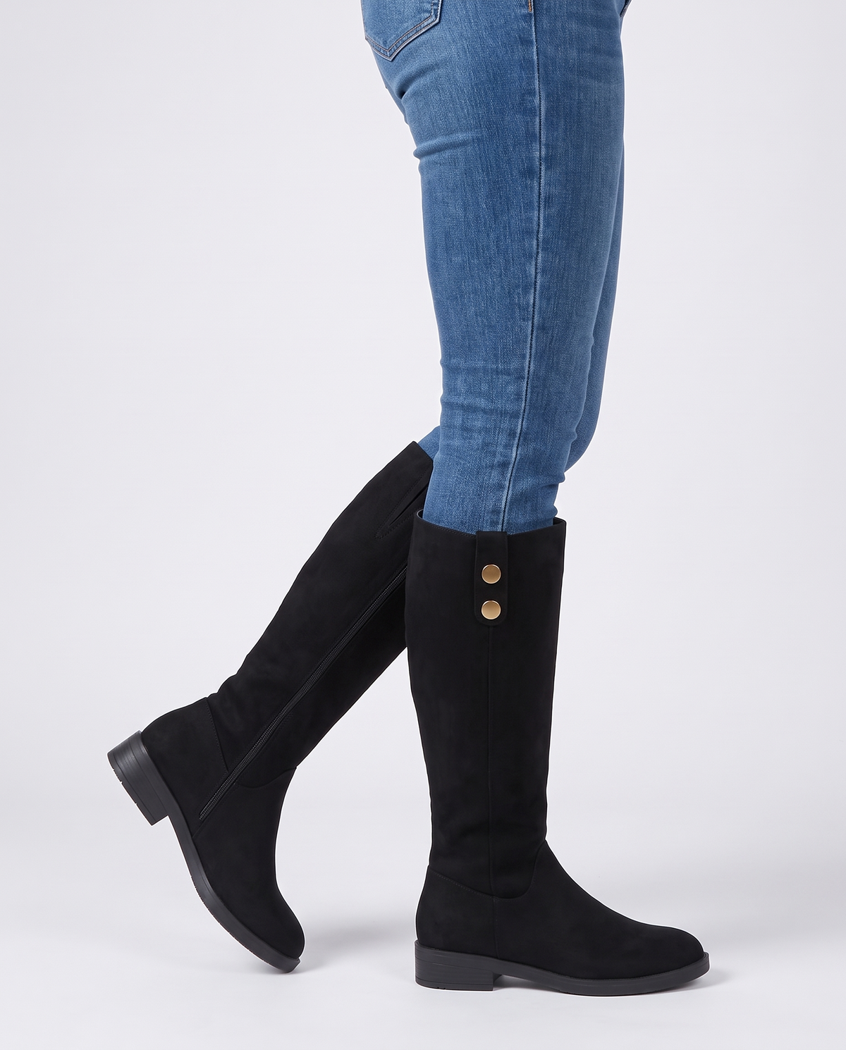 Rosalind Women's Suede Flat Knee High Boots - Black