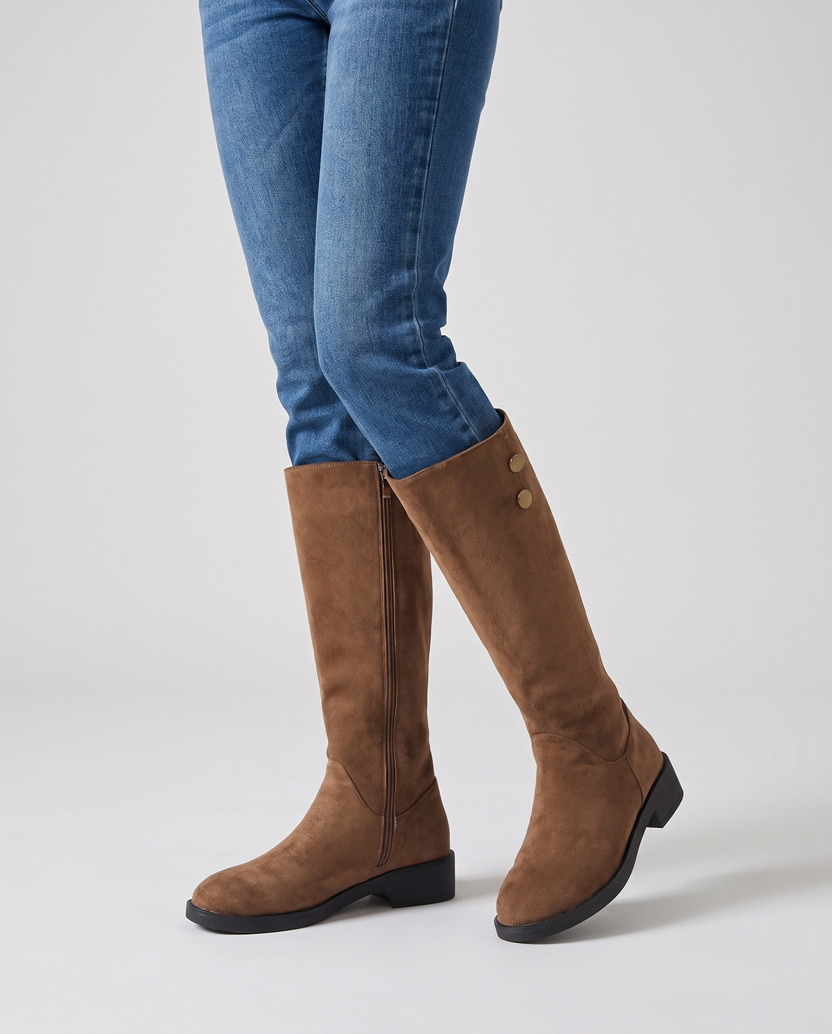 Rosalind Women's Suede Flat Knee High Boots - Brown