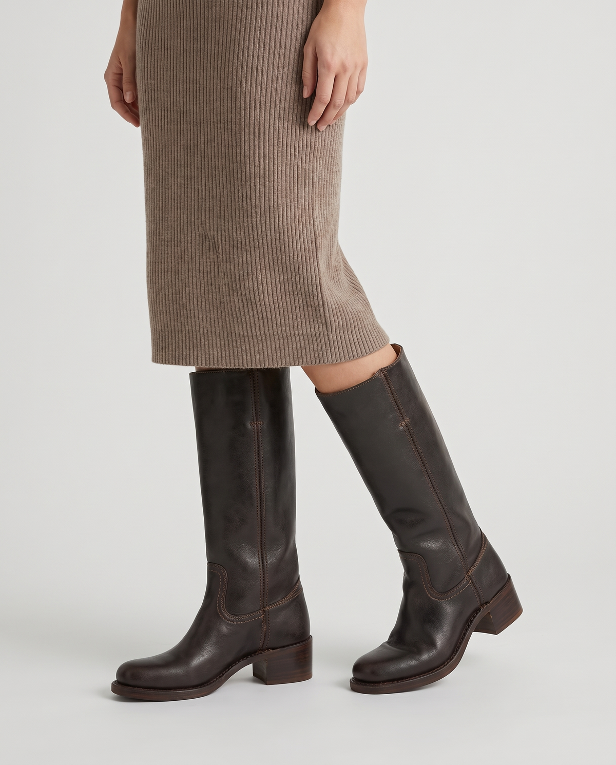 Tamsin Women's Leather Knee High Boots - Dark Brown