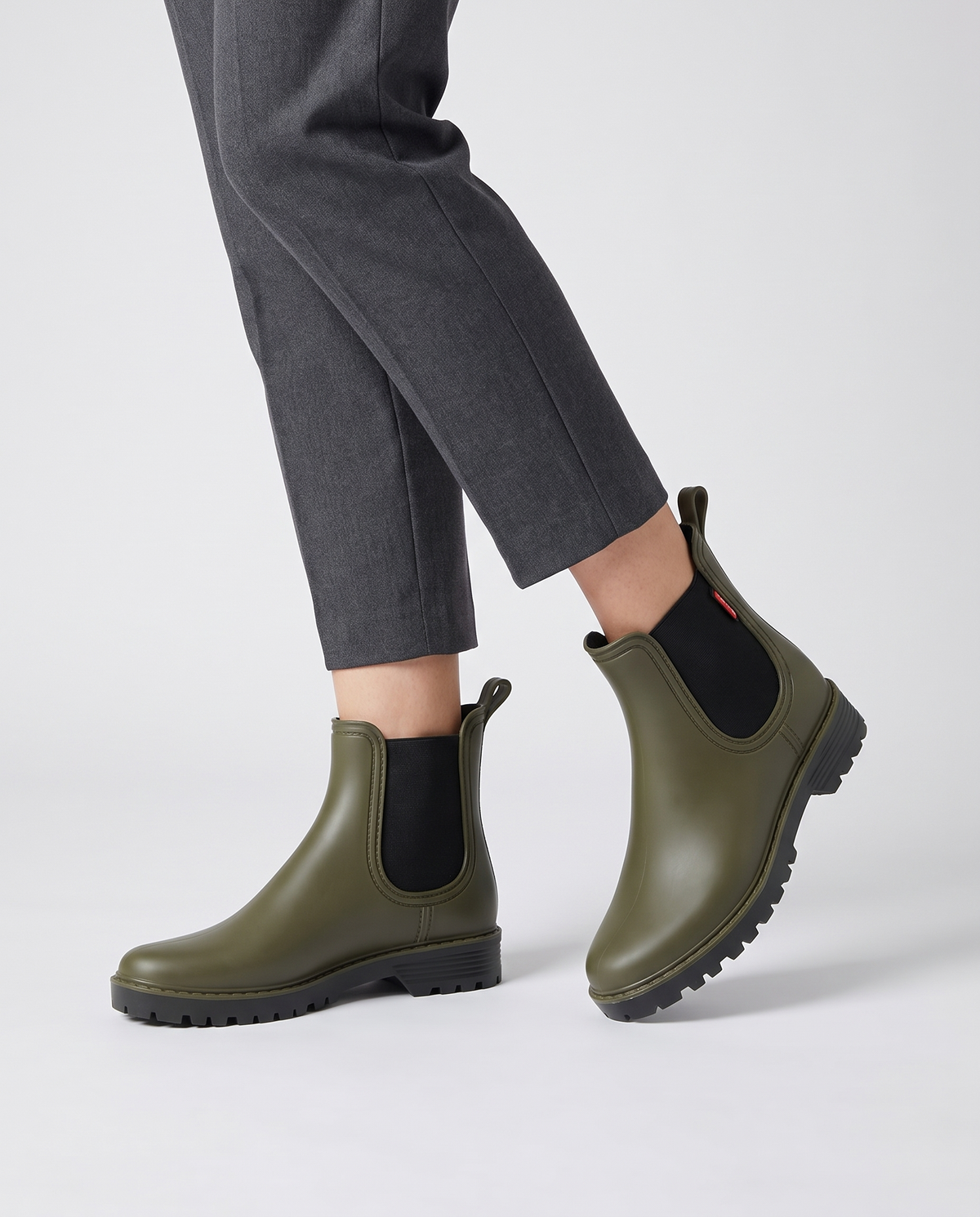 Thea Women's Rubber Chelsea Boots - Army Green