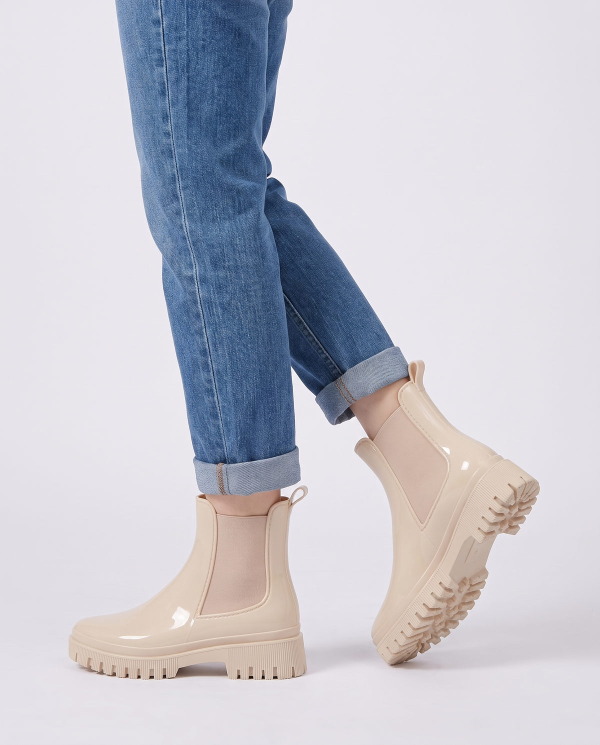Verity Women's Rubber Chelsea Boots - Beige