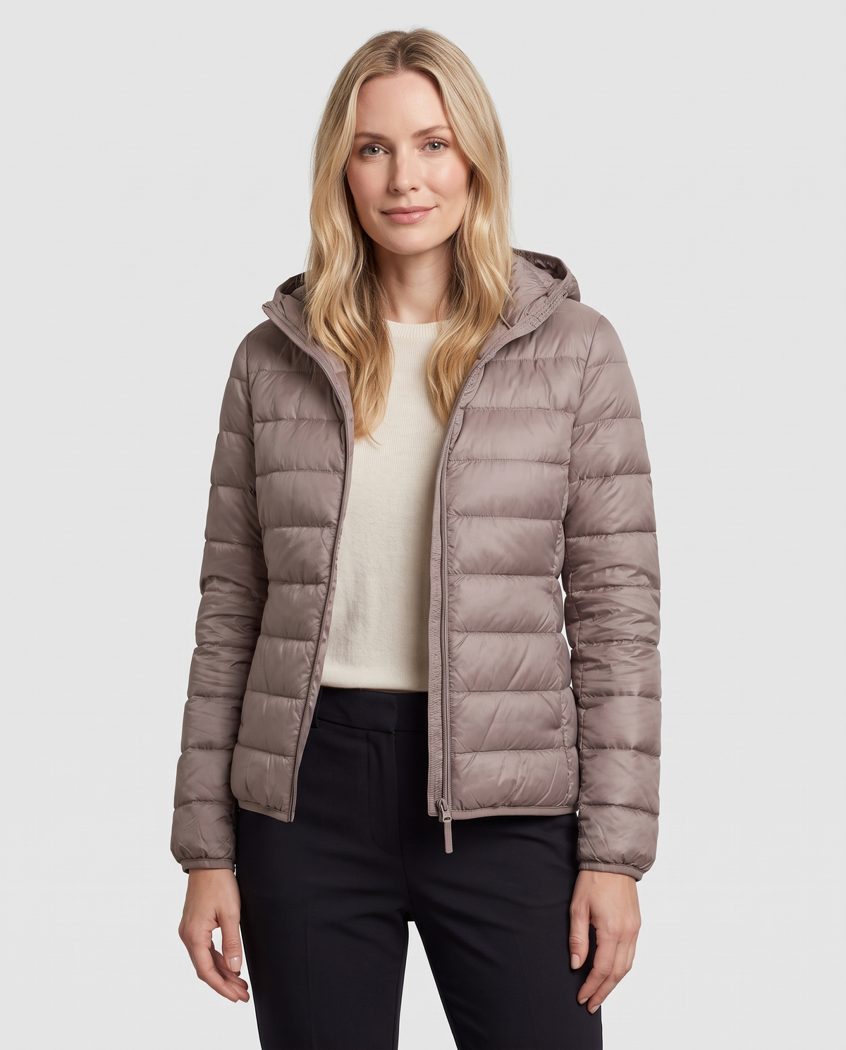 Alice Women's Nylon Quilted Puffer Jacket - Champagne