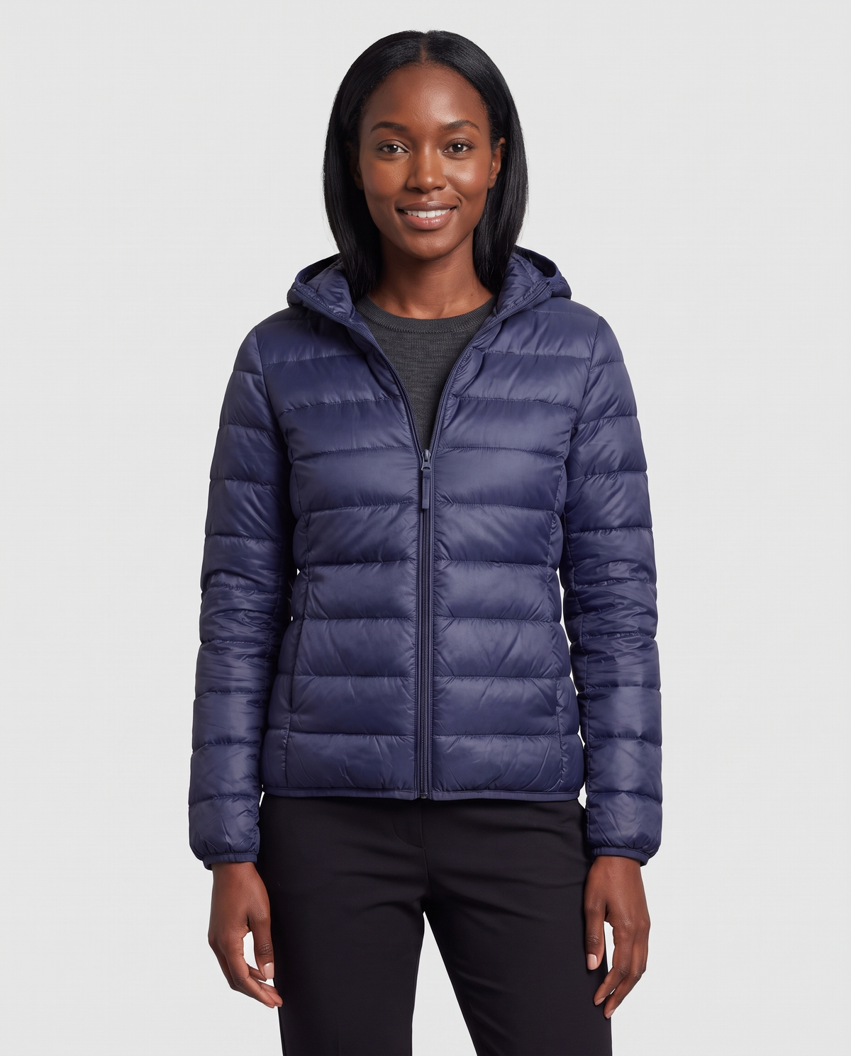 Alice Women's Nylon Quilted Puffer Jacket - Dark Blue