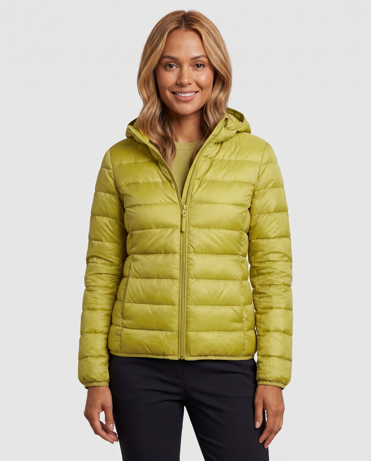 Alice Women's Nylon Quilted Puffer Jacket - Light Green