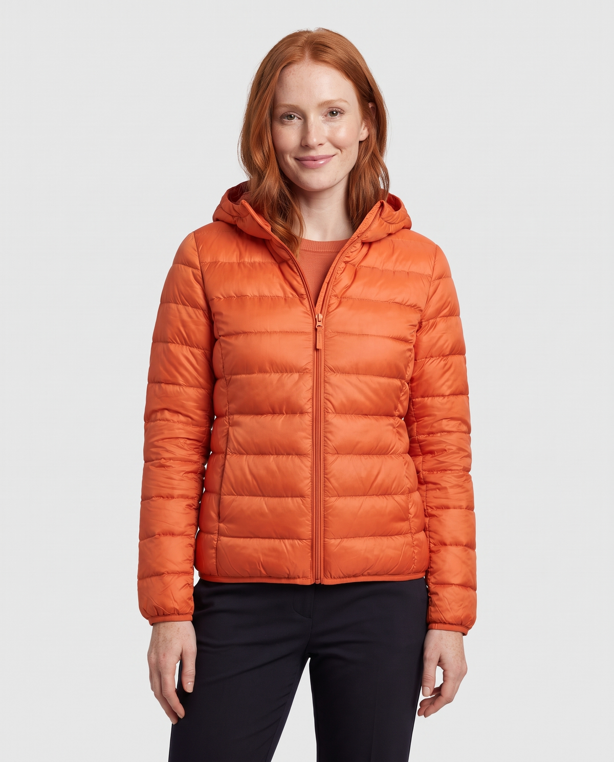Alice Women's Nylon Quilted Puffer Jacket - Orange