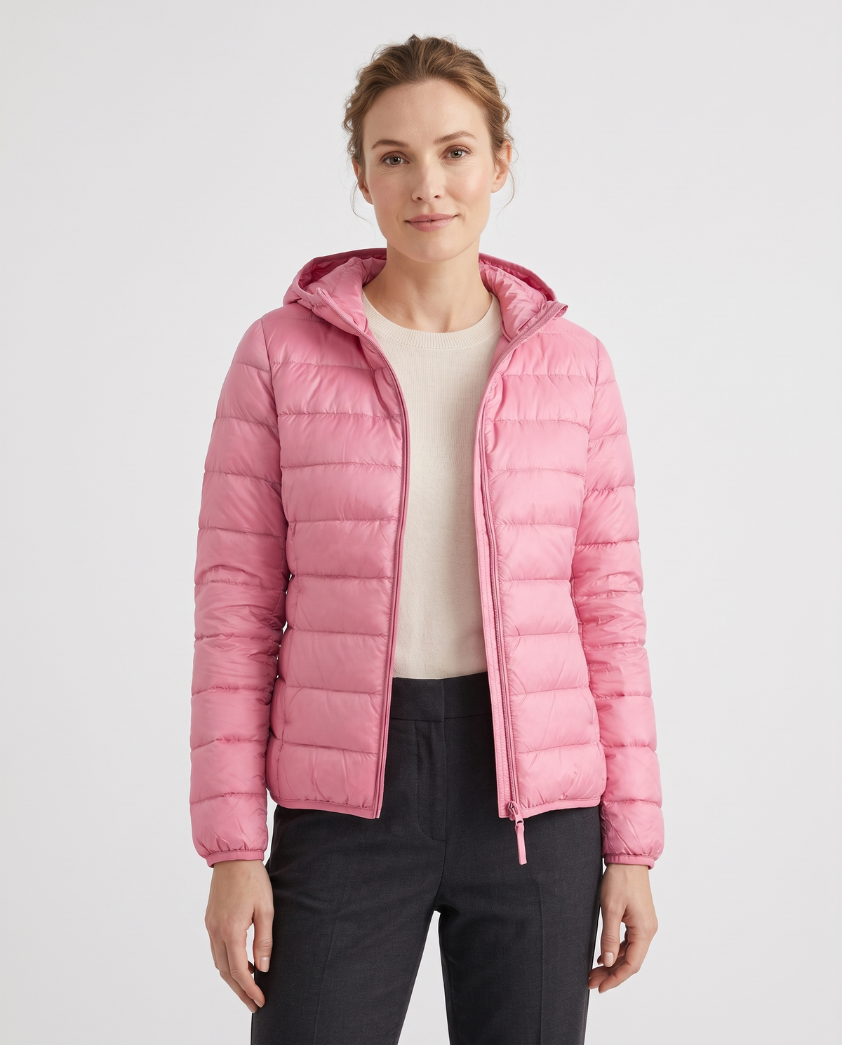 Alice Women's Nylon Quilted Puffer Jacket - Pink