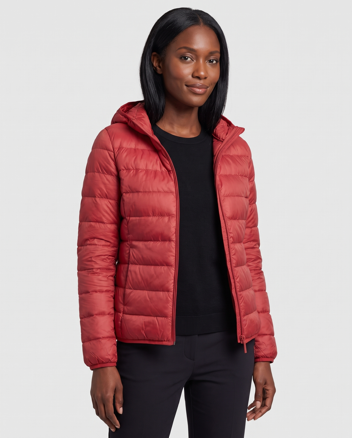 Alice Women's Nylon Quilted Puffer Jacket - Red