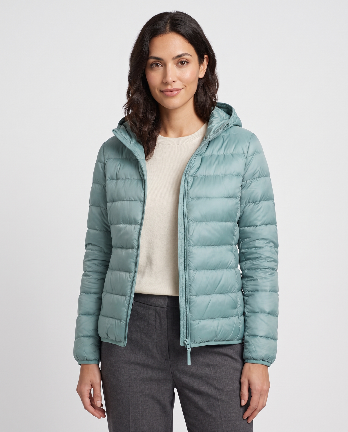 Alice Women's Nylon Quilted Puffer Jacket - Turquoise
