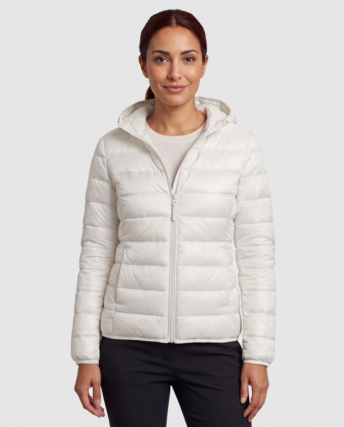 Alice Women's Nylon Quilted Puffer Jacket - White
