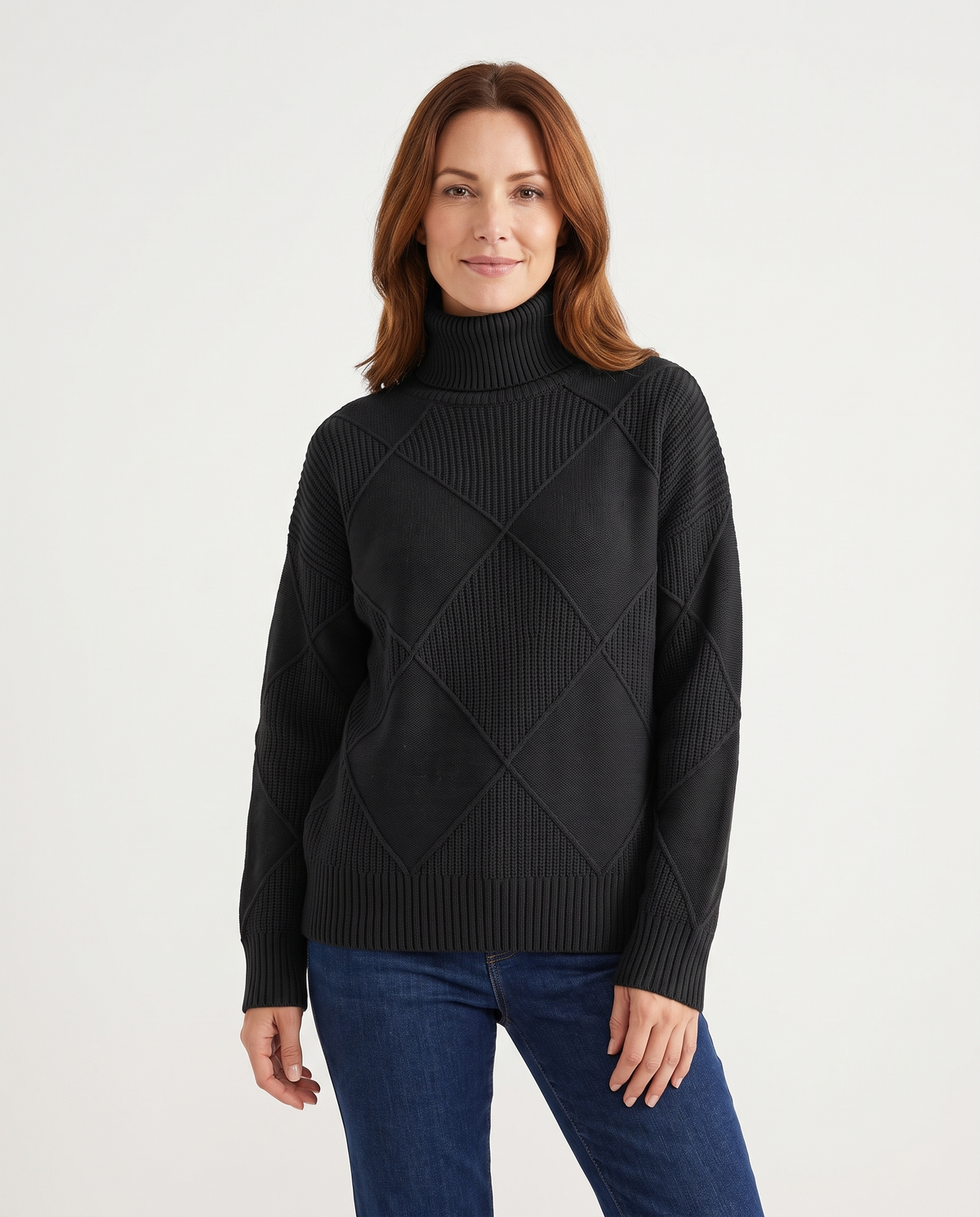 Angela - Roll Neck Jumper in Black