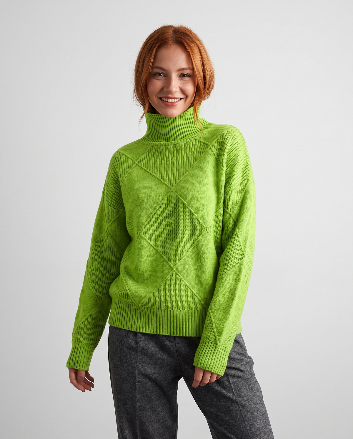 Angela - Roll Neck Jumper in Green