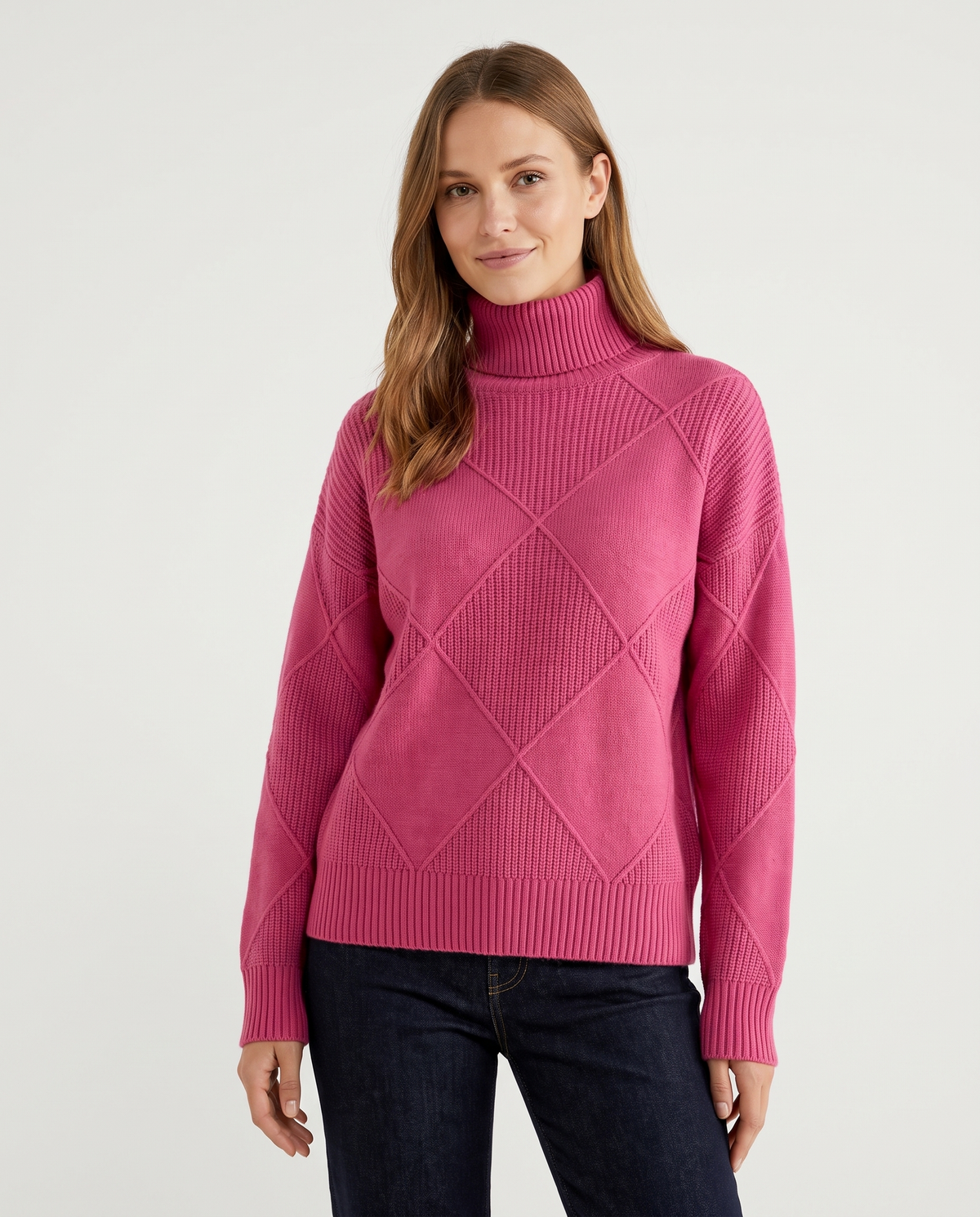 Angela - Roll Neck Jumper in Rose