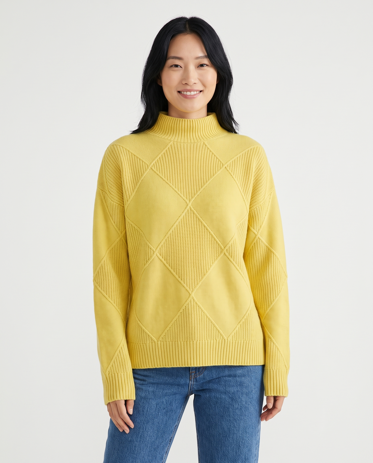 Angela - Roll Neck Jumper in Yellow