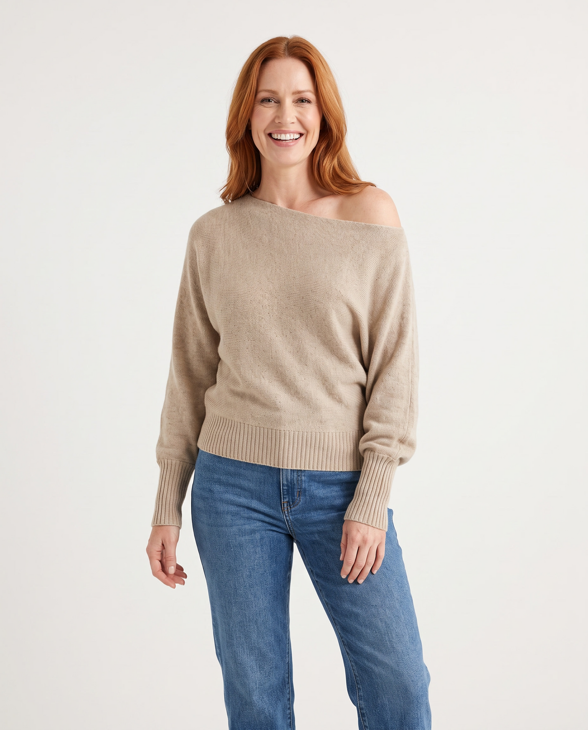 Astrid-Rose Asymmetric Sweater in Beige