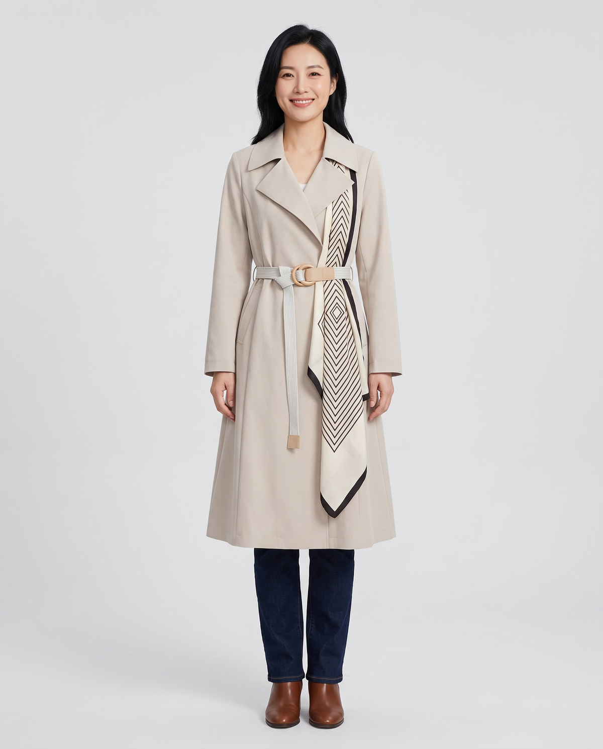 Bonnie Women's Long Trench Coat - Beige