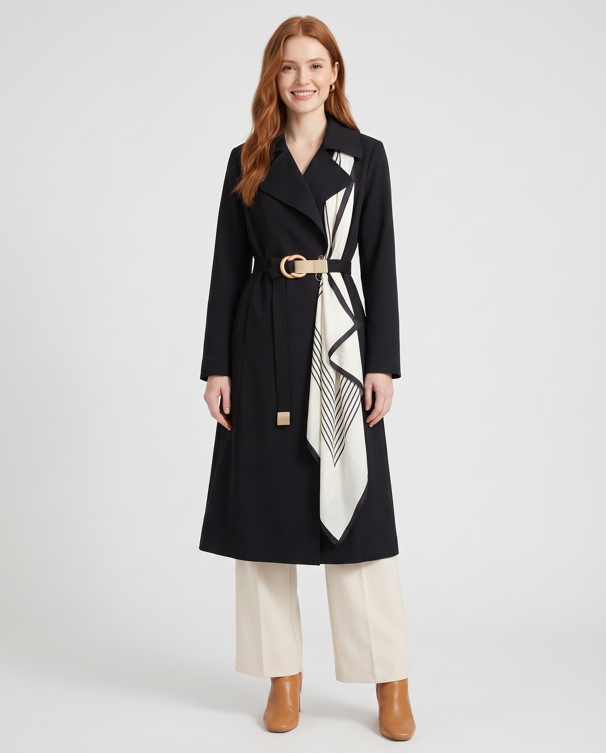 Bonnie Women's Long Trench Coat - Black