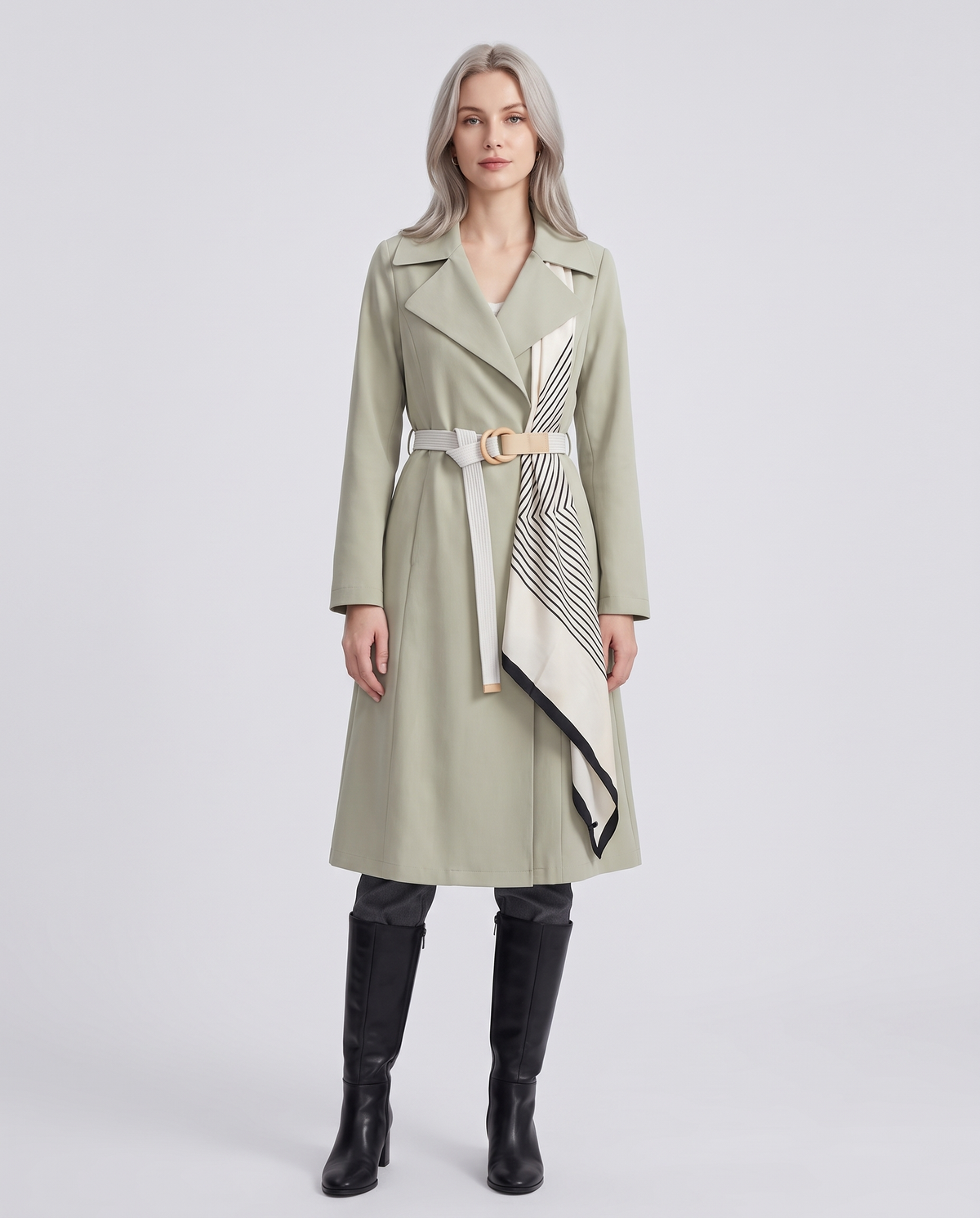 Bonnie Women's Long Trench Coat - Green