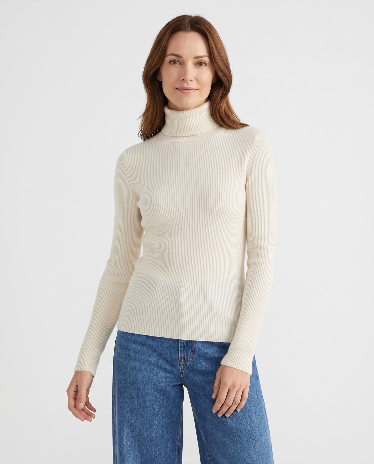 Camille Cashmere Turtleneck in Cream