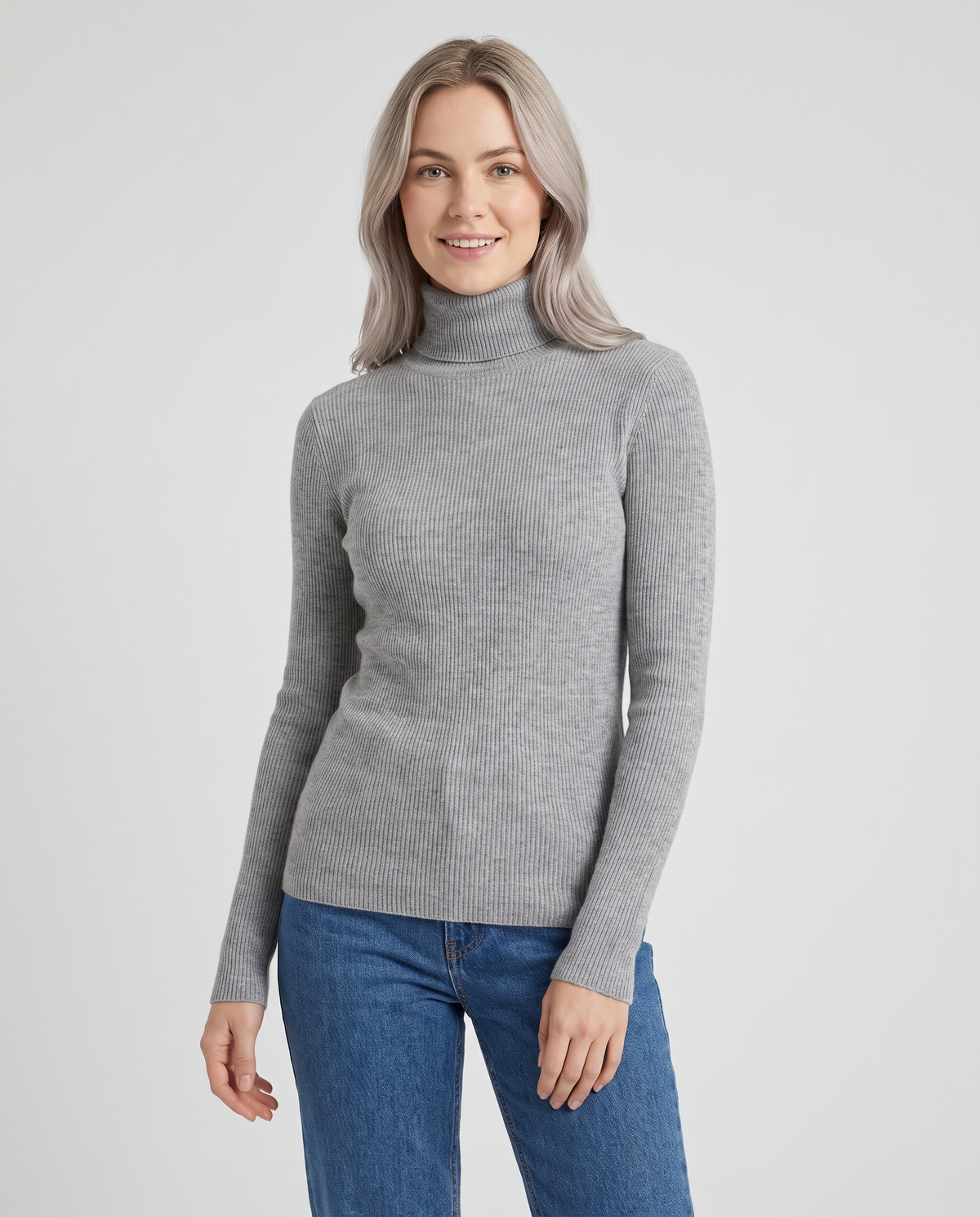 Camille Cashmere Turtleneck in Gray