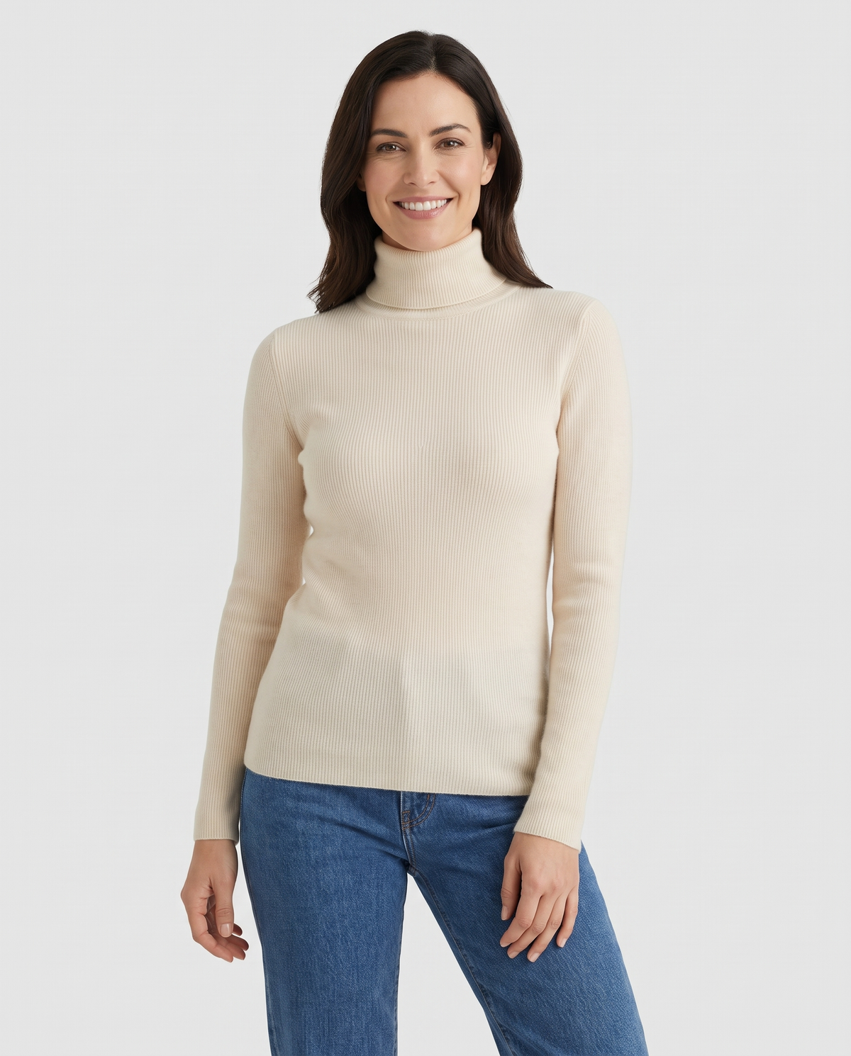 Camille Cashmere Turtleneck in Ivory Pearl