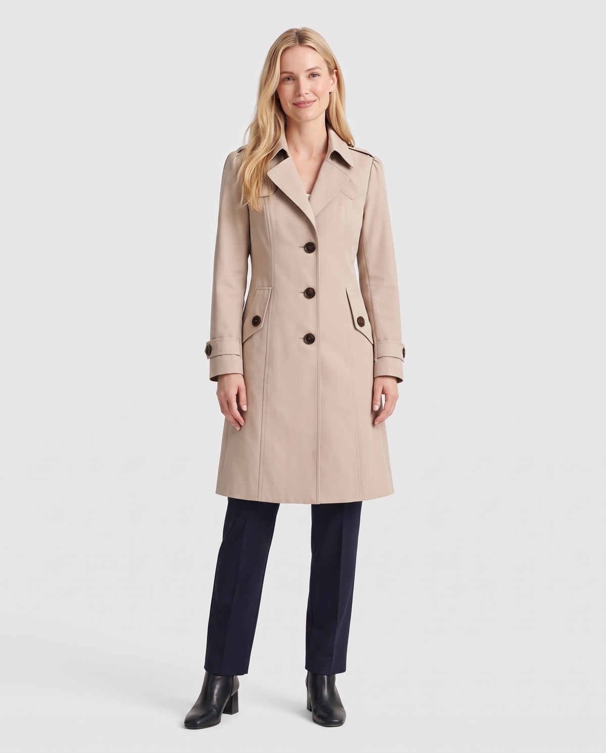 Chloe Women's Long Belted Trench Coat - Beige