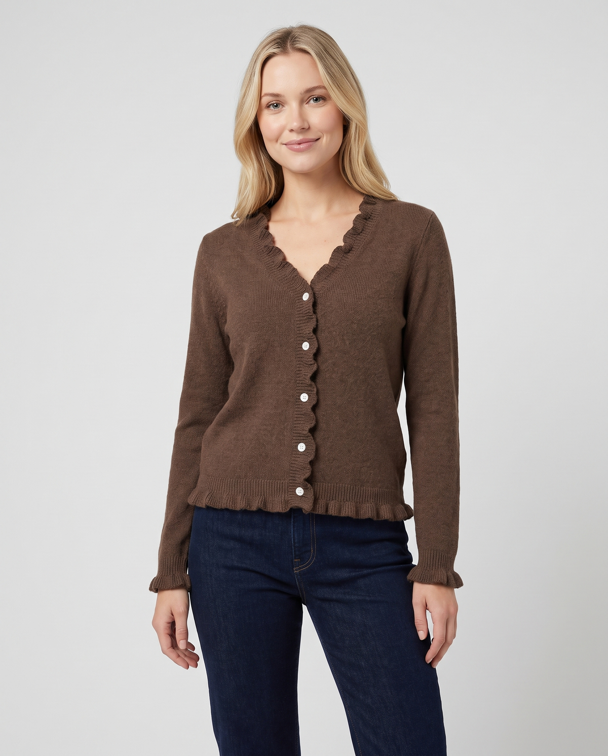 Clara Women's Knitted Cardigan - Brown