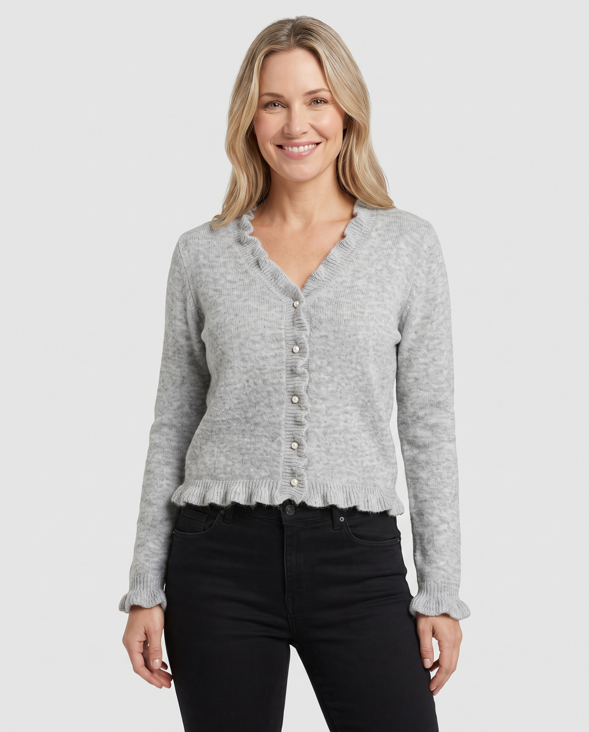 Clara Women's Knitted Cardigan - Grey