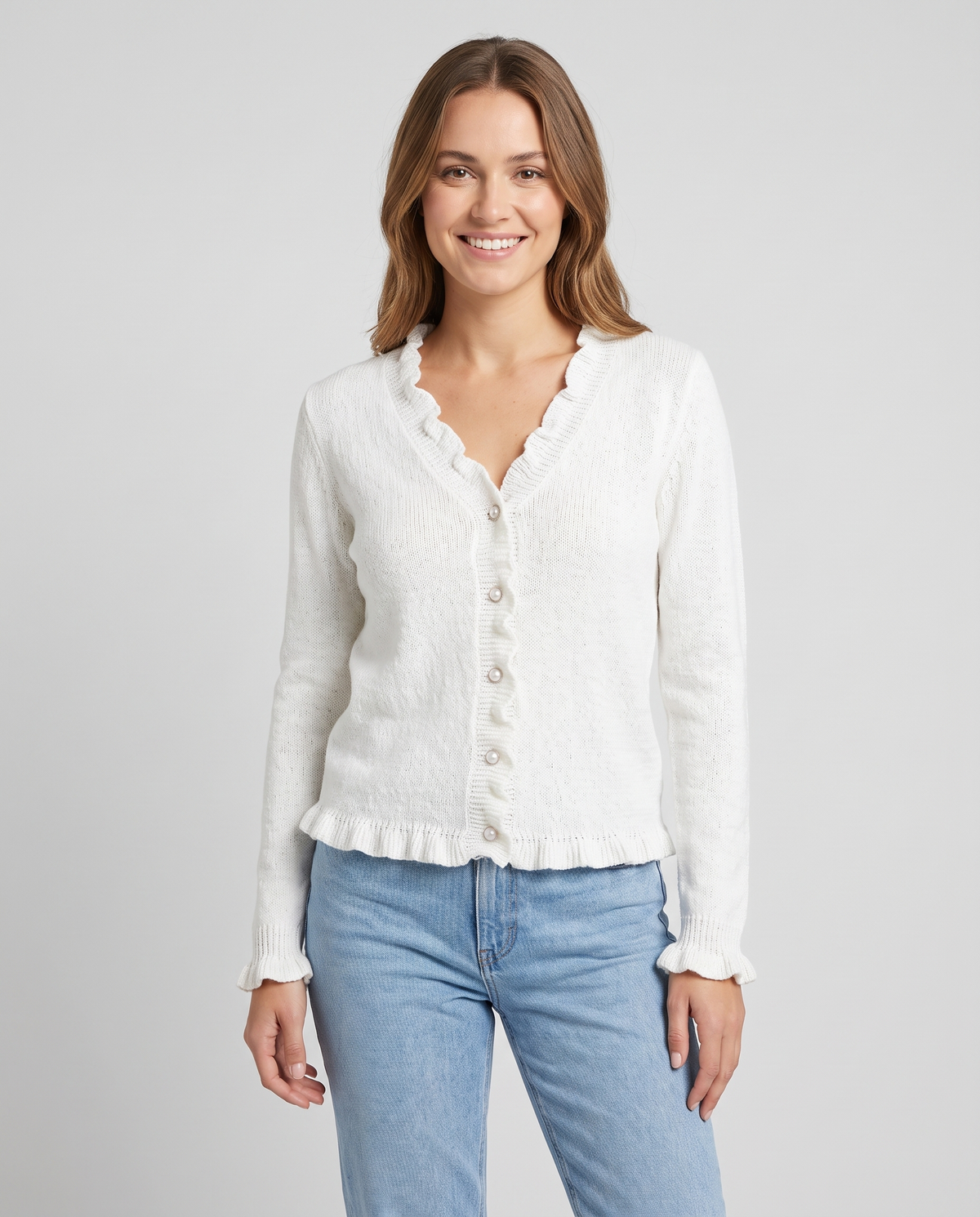 Clara Women's Knitted Cardigan - White